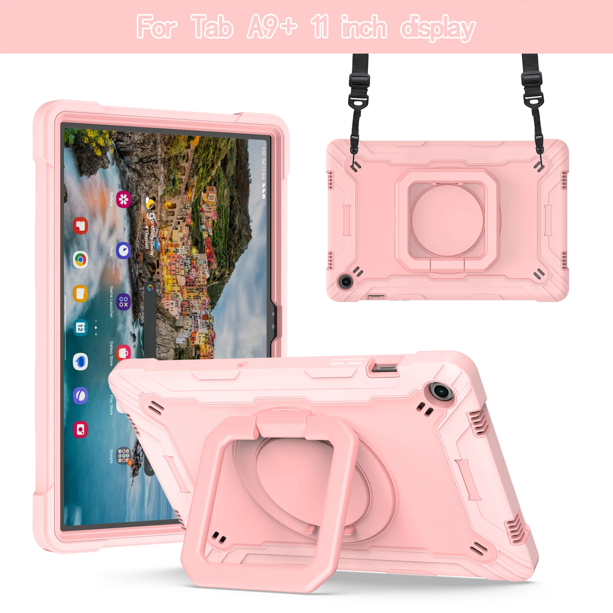 

Case for Samsung Galaxy Tab A9+ A9 PLUS 11 Inch 2023 Heavy Duty Shockproof Protective Tablet Cover with 360 Rotating Stand