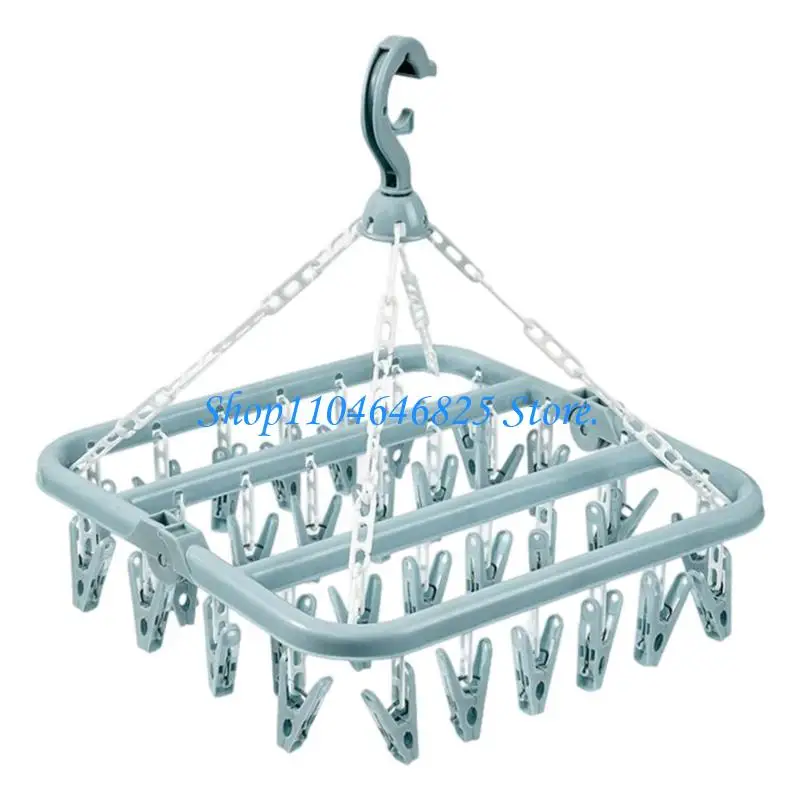 32 Clamp Garment Hanger Thick Plastic Construction Foldable System Drying Rack