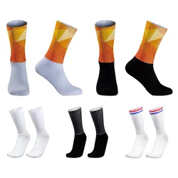 2024 New Summer Silicone Aero Socks Whiteline Cycling Socks Men Bicycle Sport Running Bike Socks Calcetines Ciclismo