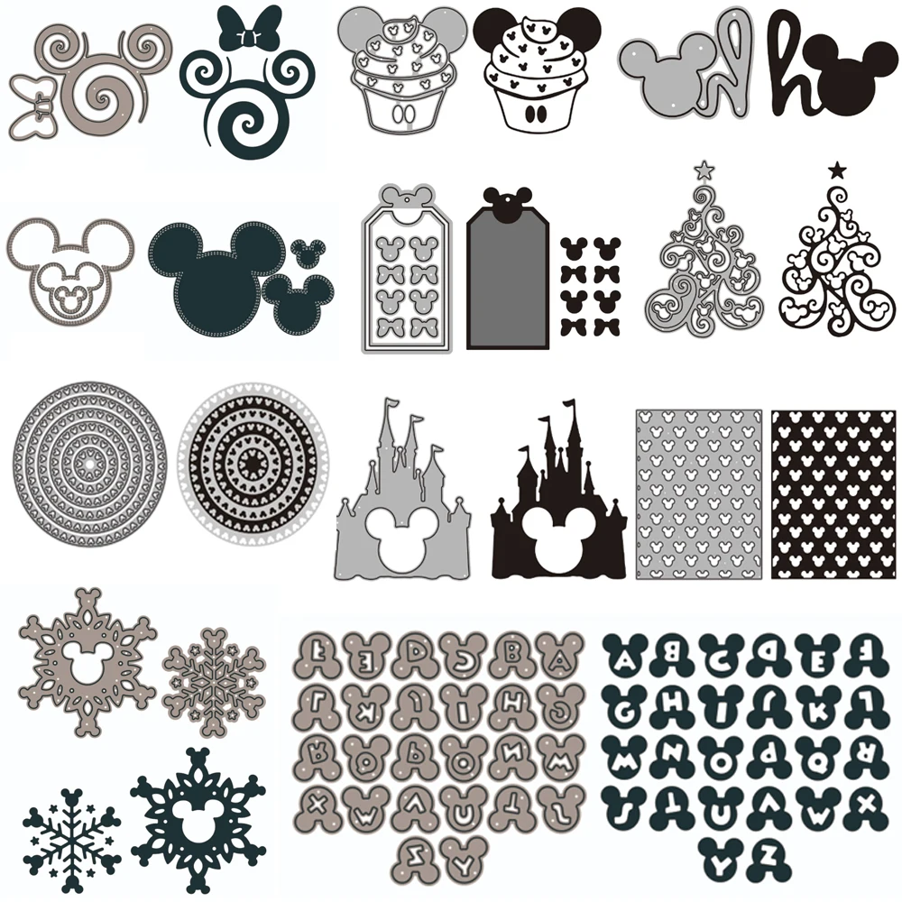 Disney Mickey Mouse Kopf Stanzformen Alphabete Rahmen gestanzt für DIY Scrapbooking Prägung Papier Karte Handwerk Neuankömmling 2022