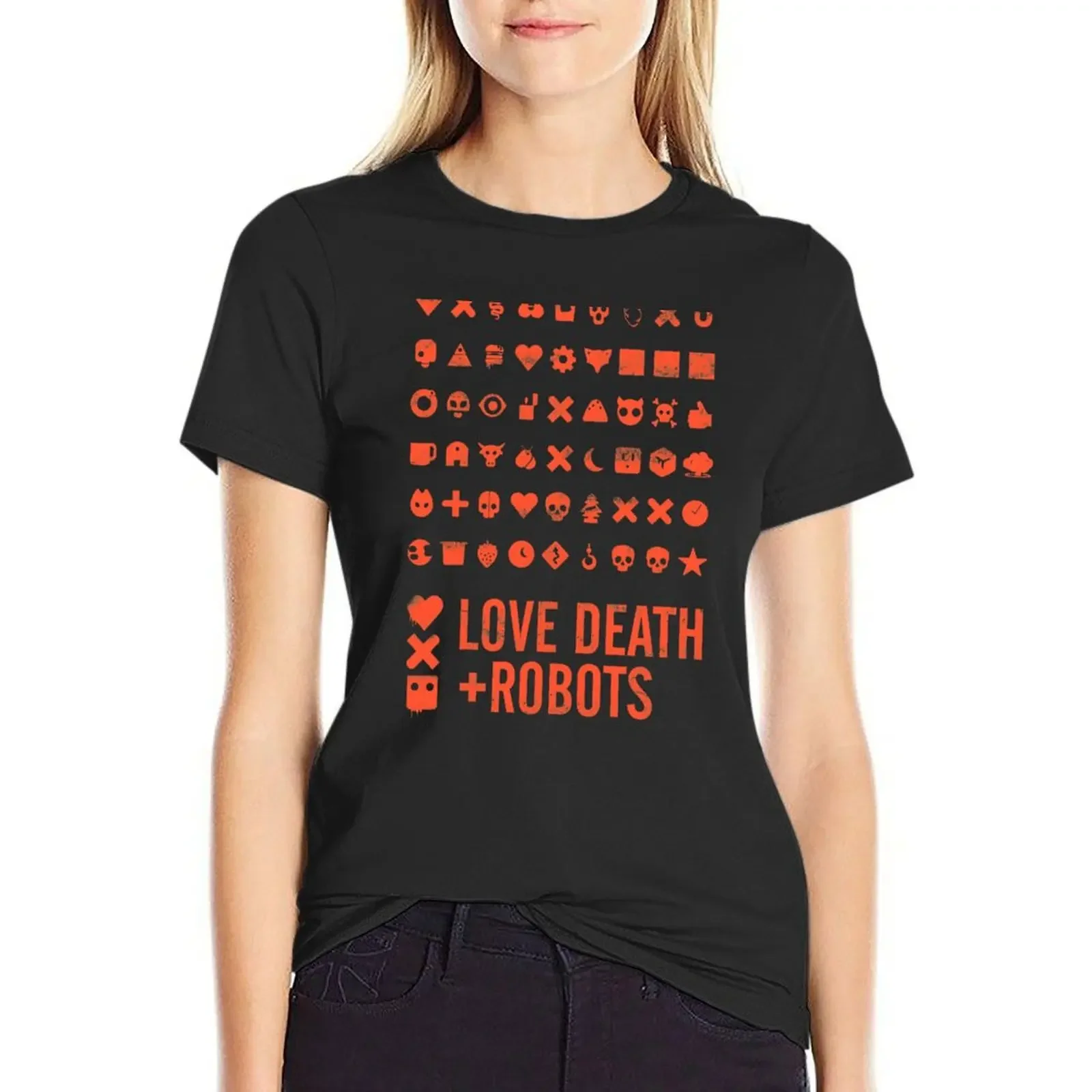 

love death robots -Red Paint All in T-Shirt customizeds Aesthetic clothing female tees Woman clothes