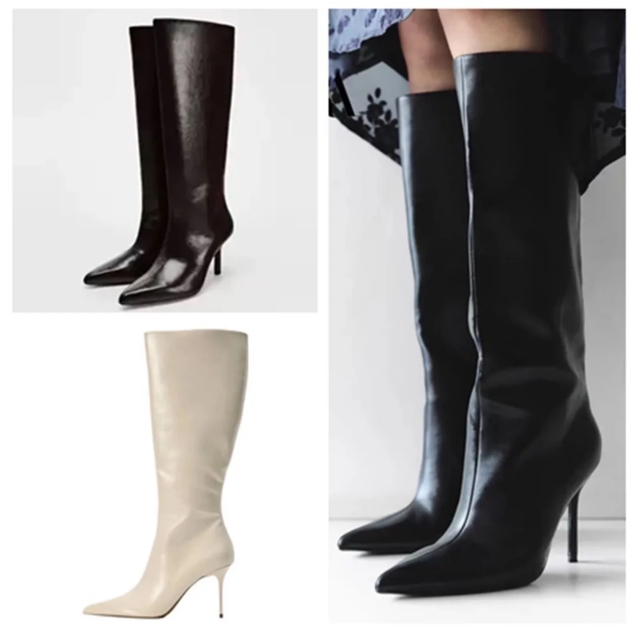 High heeled boots 2025 new style sexy pointed toe over knee long tube boots large tube circumference knight boots