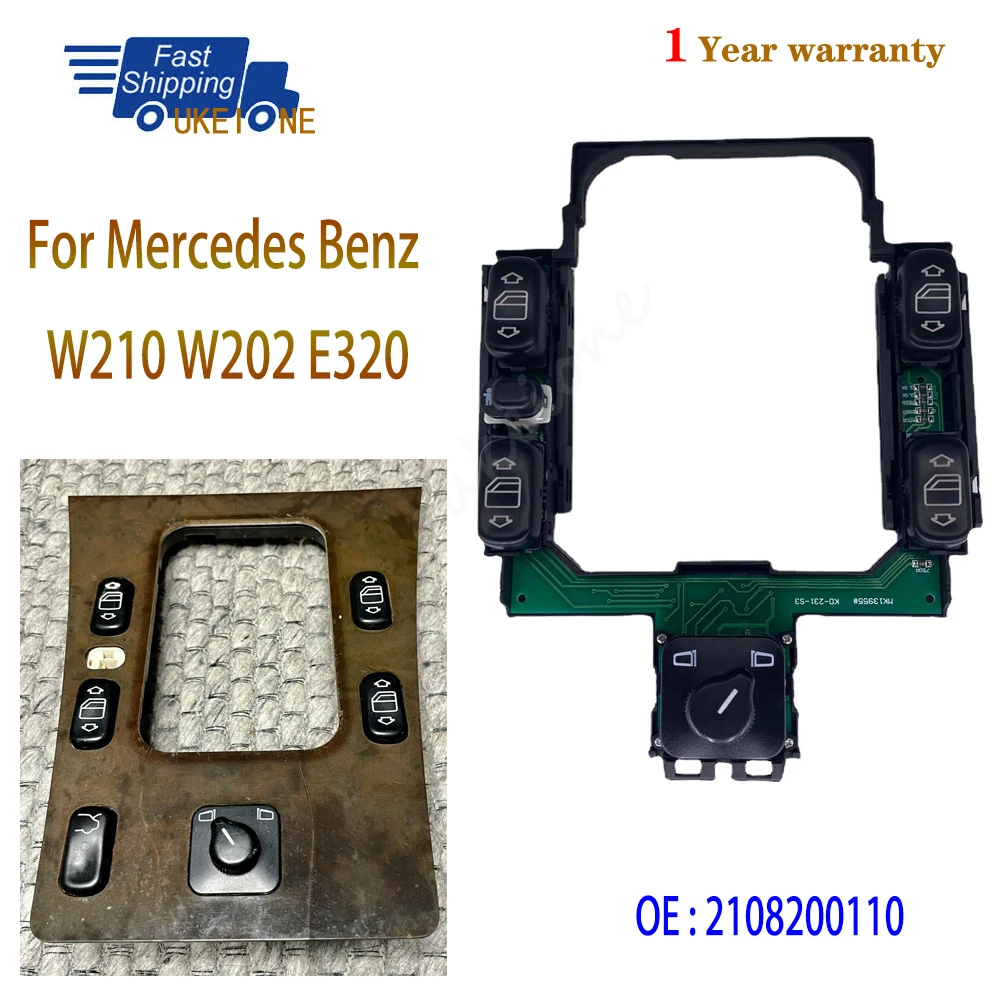 Elektryczny przełącznik główny okna i lusterko, do 1996-1997 Mercedes-benz W210 W202 E300 E320 E420, część wewnętrzna samochodu 2108200110