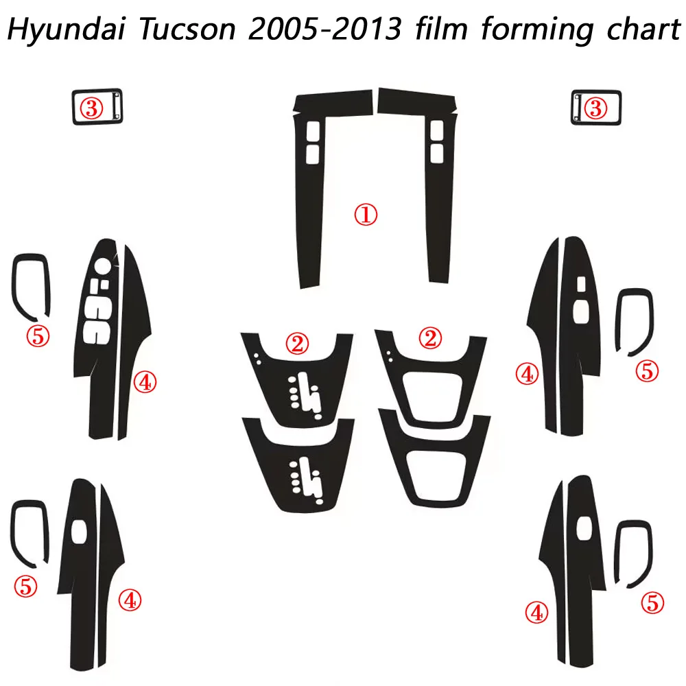 Para Hyundai Tucson 2005-2013 Panel de Control Central Interior manija de puerta 5D pegatinas de fibra de carbono calcomanías accesorios de estilo de coche