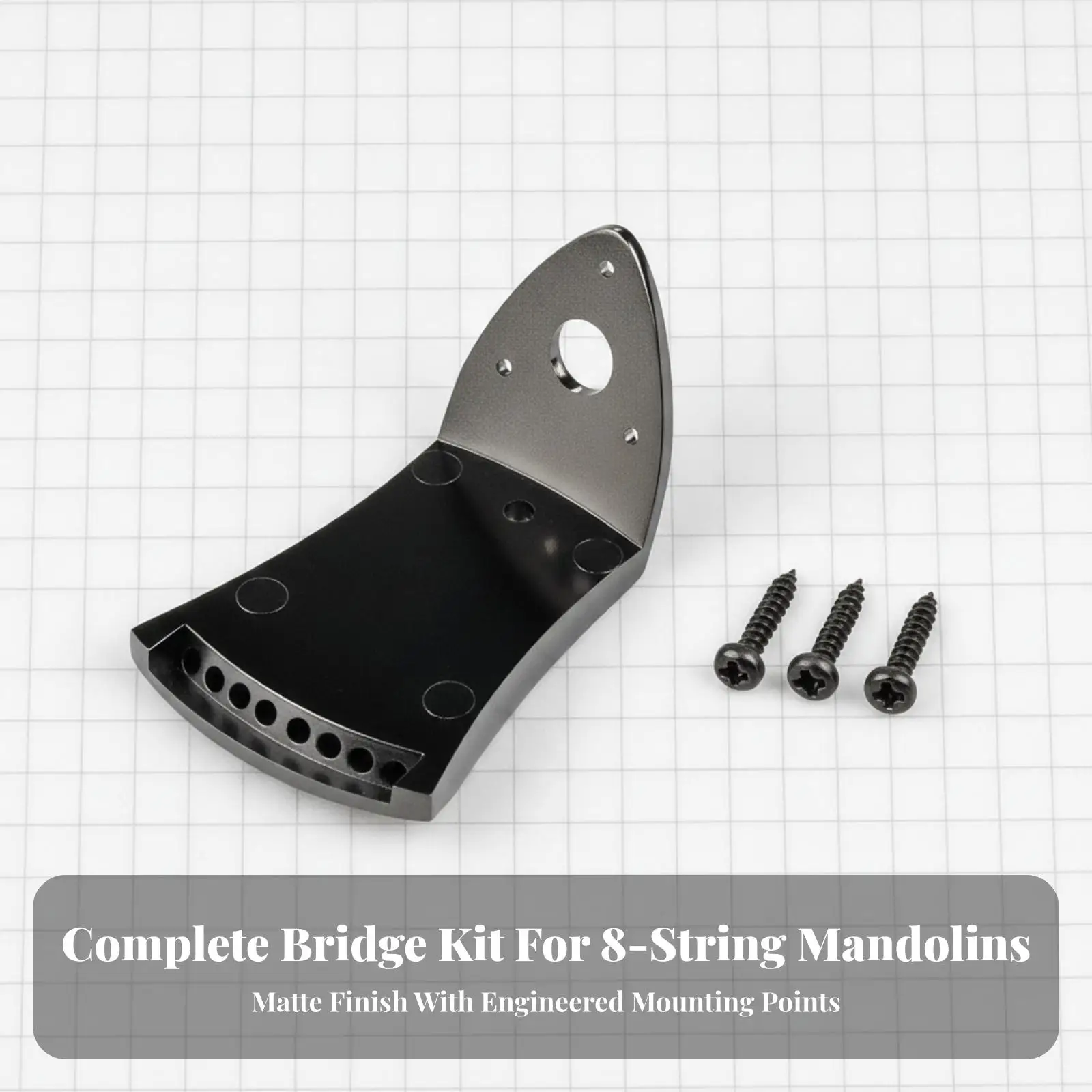 Sturdy Metal Mandolin Bridge Slotted Saddle Curved Body for Optimal String Spacing and Stable Tension on Mandolins