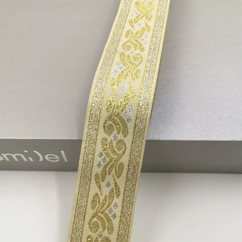 7 Meters 3.3cm 1.3‘\'Stylish Floral Embroidered Straps Jacquard Ribbons Woven Lace Trim For Garment Bag Curtain Sewing Fabric