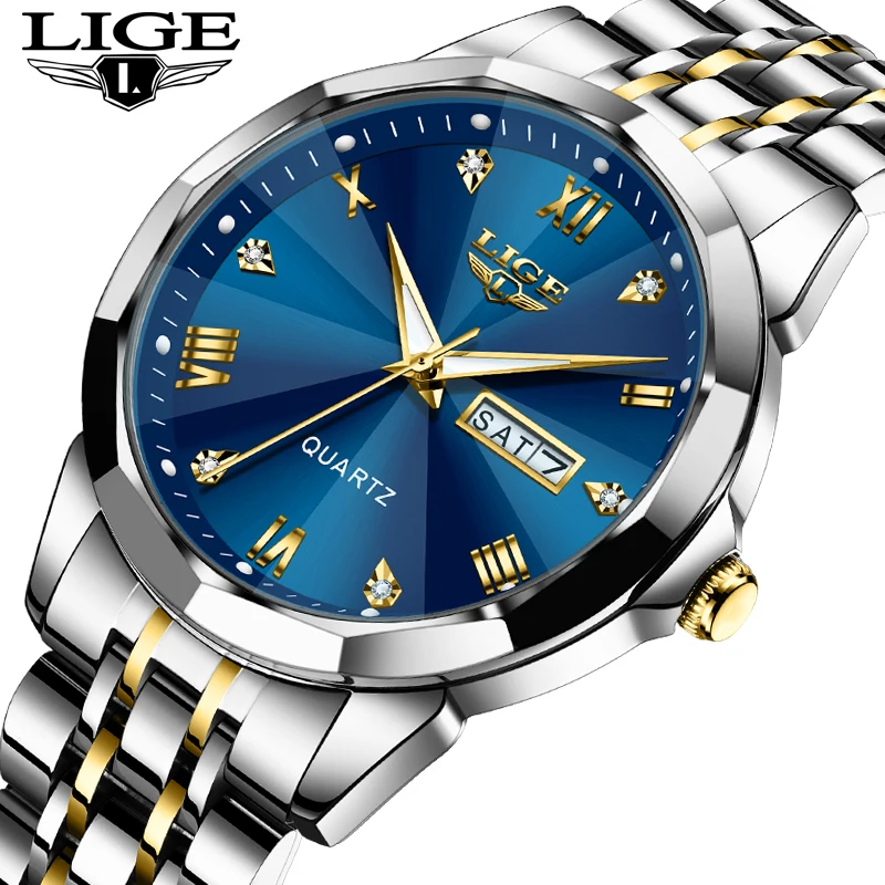 LIGE Luxury Woman Wristwatch Waterproof Luminous Date Stainless Steel Watch For Ladies High Quality Quartz Women Watches+box