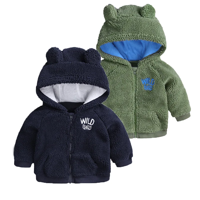 kids Baby Clothes Infant Toddler Hoodies Winter Sherpa Jacket for Boys Girls Cartoon Bear Zipper Coats Children Tops Sweatshirts