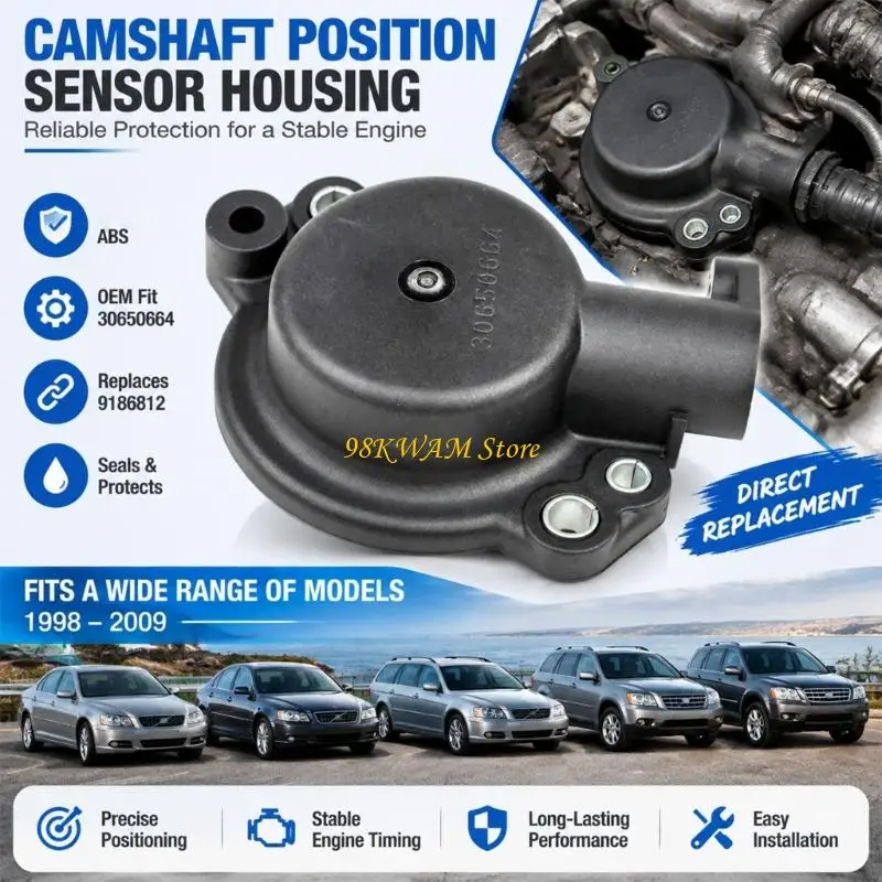 Camshaft Position Housing Cover 30650664, ABS Housing-Only Replacement with Metal-Insert Mounting Points, 68UF