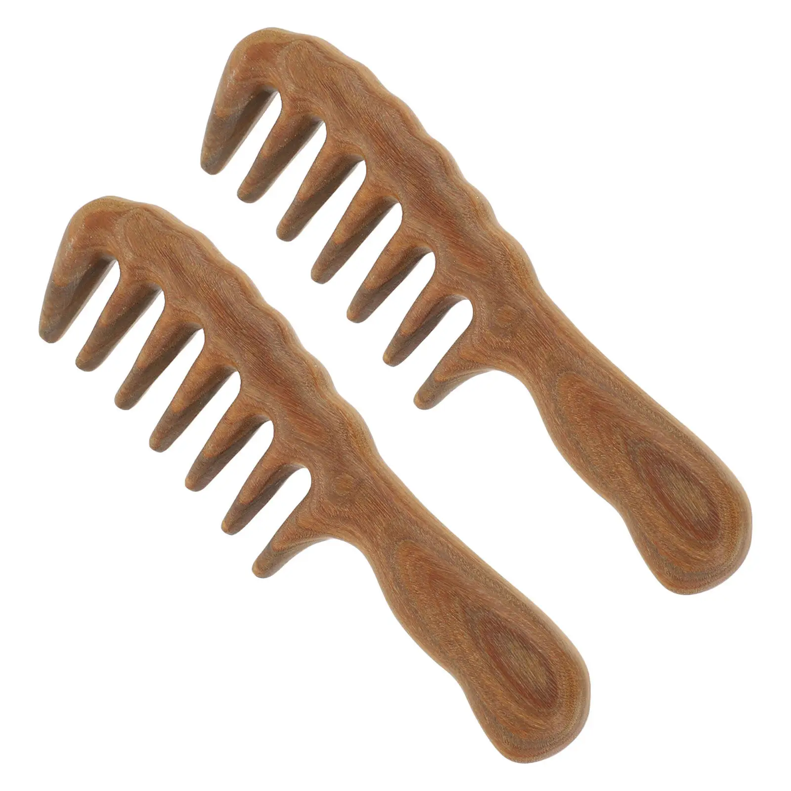 

2Pcs Wide Tooth Wooden Comb Sandalwood Detangling Scalp Massage Brush for Curly Wavy Fine Straight Hair Wet Dry Use