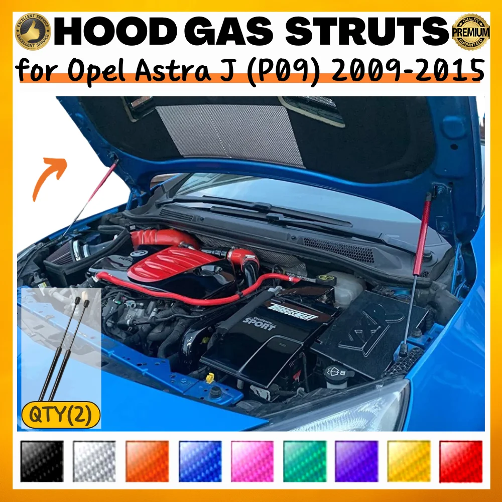 

Qty(2) Hood Struts for Opel Astra J (P09) Hatchback 2009-2015 Front Bonnet Shock Absorbers Lift Supports Gas Springs Dampers