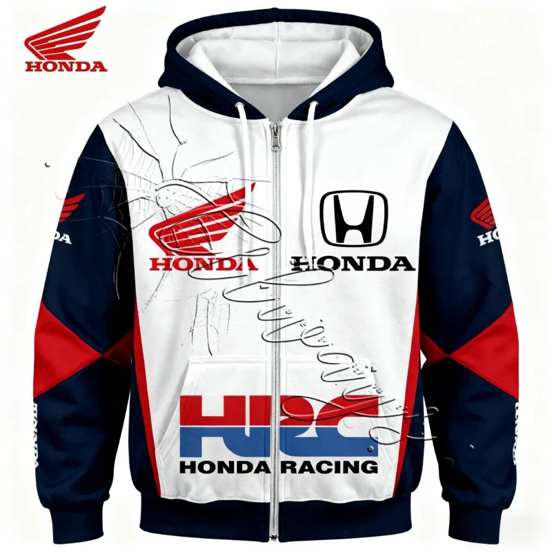 

Осень и зима NewHonda Racing Fashion Design Толстовка на молнии Мужская ретро мотоциклетная модная уличная толстовка MOTO Off Road Толстовка