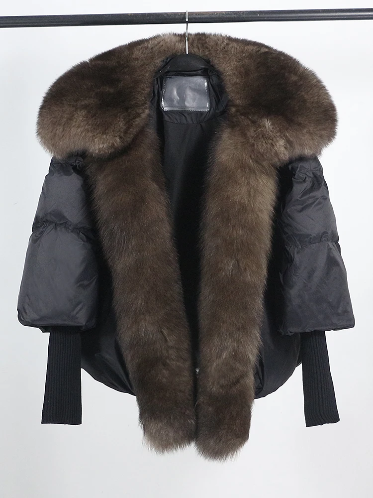 OFTBUY New White Duck Down Jacket Winter Women Warm Loose Coat Natural Real Fox Fur Collar Thick Luxury Outerwear New Fashion