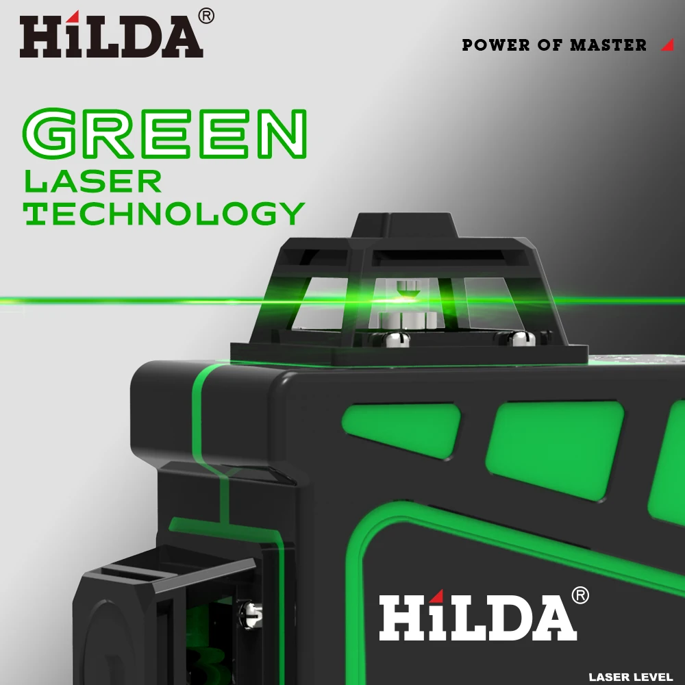 HILDA 3D New Style 12 linee livello Laser autolivellante 360 croce orizzontale e verticale linea di raggio Laser verde Super potente