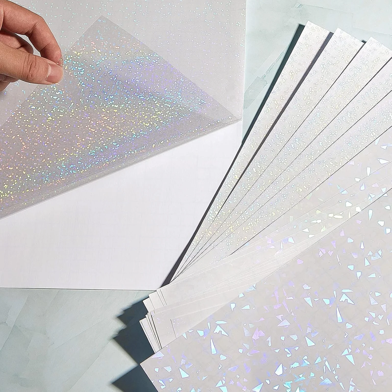 20 Sheets A4 Clear Holographic Cold Lamination Film Mixed Styles Waterproof Self-Adhesive Vinyl Sticker Paper 8.3x11.7 Inch