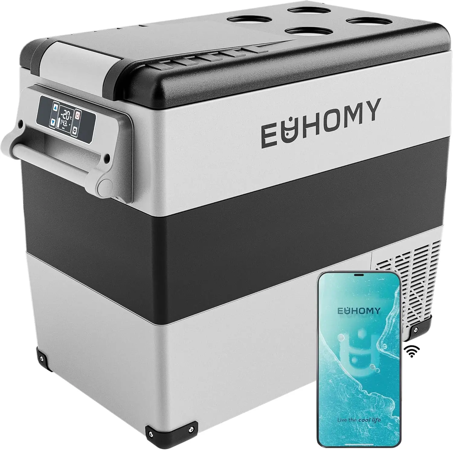 

12 Volt Refrigerator, 59QT(55L) Electric Cooler, 12V Fridge APP Control, 12V Cooler -4℉~68℉, Portable Freezer 12/24V DC
