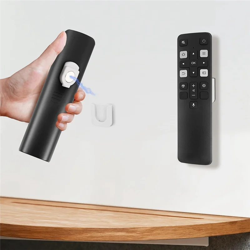 AY03-8Pcs Magnetic Remote Control Holder, Self-Adhesive White Remote Holder Wall Mount Slot Design Remote Control Mount