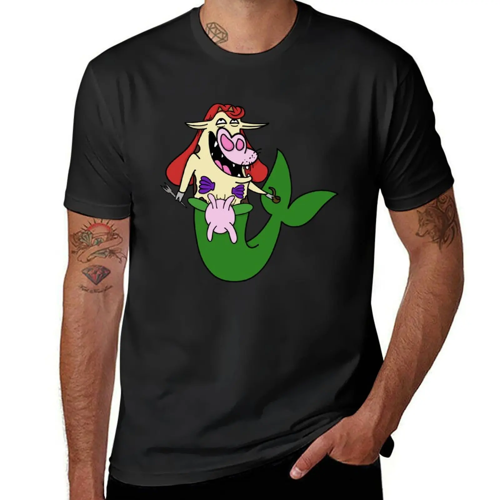 Cow Mermaid with Fork T-Shirt oversizeds customs mens big and tall t shirts