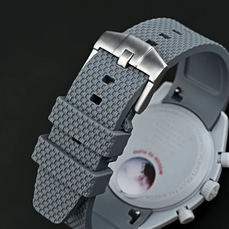 Liquid Silicone Strap for Omega X Swatch MoonSwatch 20mm Curved End Quick Release Men Women Replace Watch Band for Seamaster 300