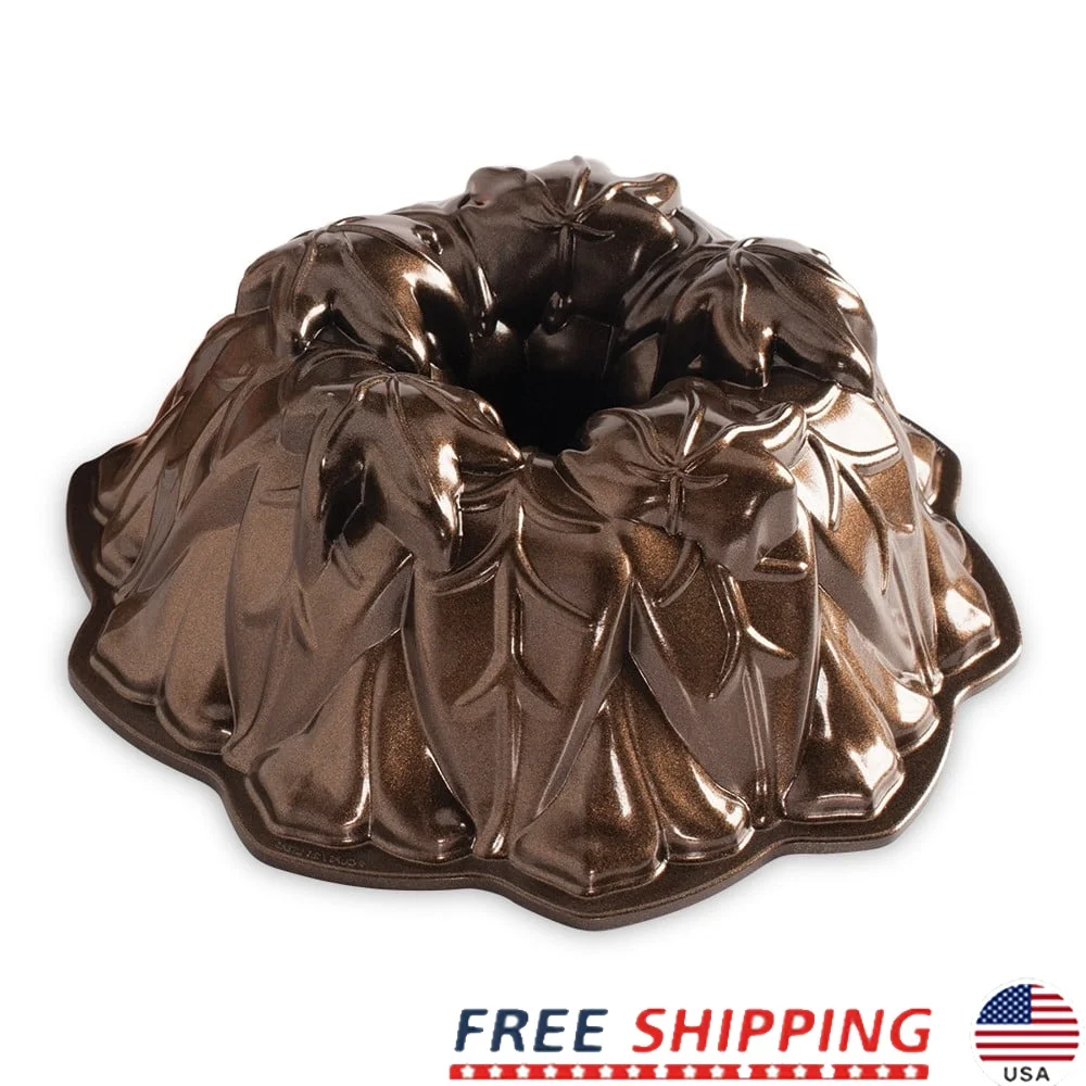 

Intricate Leaf Design Bundt Pan Cast Aluminum Nonstick Baking Mold 9-Cup Capacity Oven Safe 400F Ideal Any Season