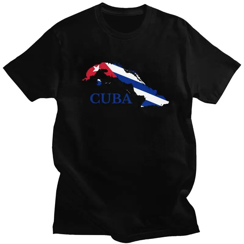 Custom Cuban Cuba Map Flag T Shirts for Men Pure Cotton Tee Tops Tshirt Short Sleeve Fashion T-shirt Clothes