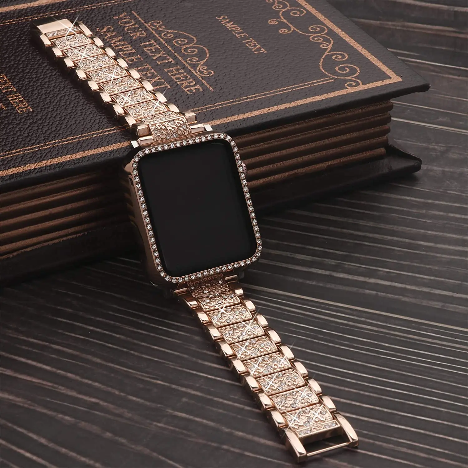 Case+Bling strap for Apple Watch band 40mm 44mm 41mm 45mm 38mm 42mm 40 mm Diamond Metal bracelet iWatch series 9 8 3 6 se 7 band