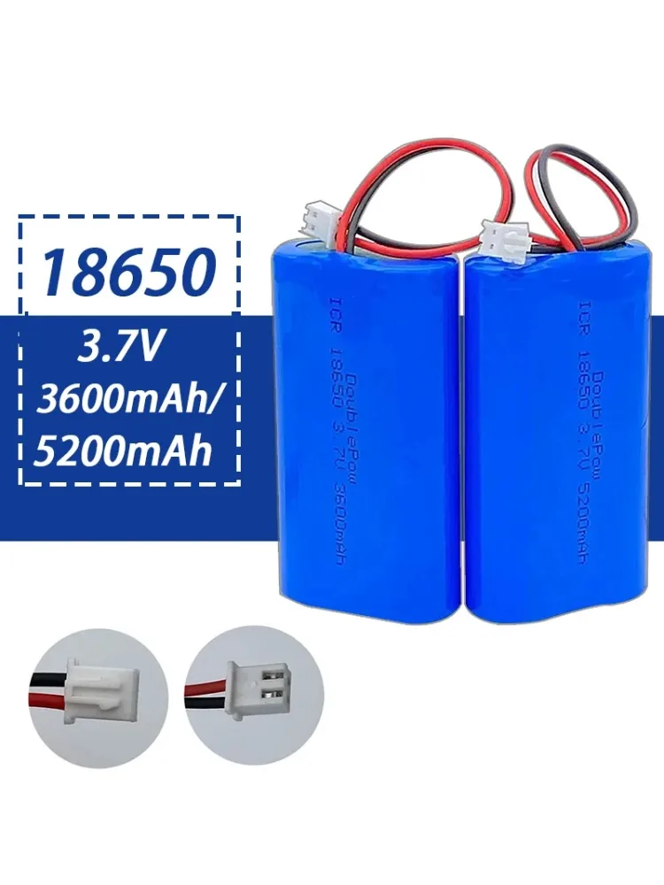 Bateria litowa 18650 3.7V 3600mAh/5200mAh do wielokrotnego ładowania, megafon, głośnik, monitory, światła LED, płytka ochronna + wtyczka XH2.54 — zdjęcie produktu 7