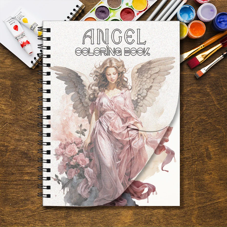 ぬりえブック - 8.3 x 11.2インチ 32ページ 天使のぬりえブック - 癒し、新学期ギフト、家族や友人へのギフト