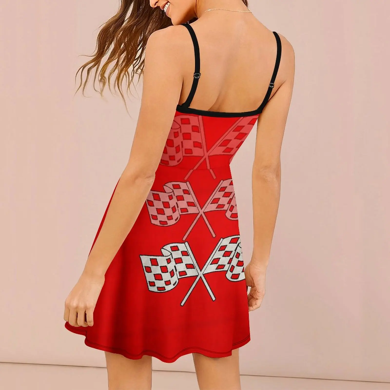 Sexy Racing Checkered Flag Women's Sling Dress Humor Graphic  Parties Woman's Clothing Dresses Funny Graphic