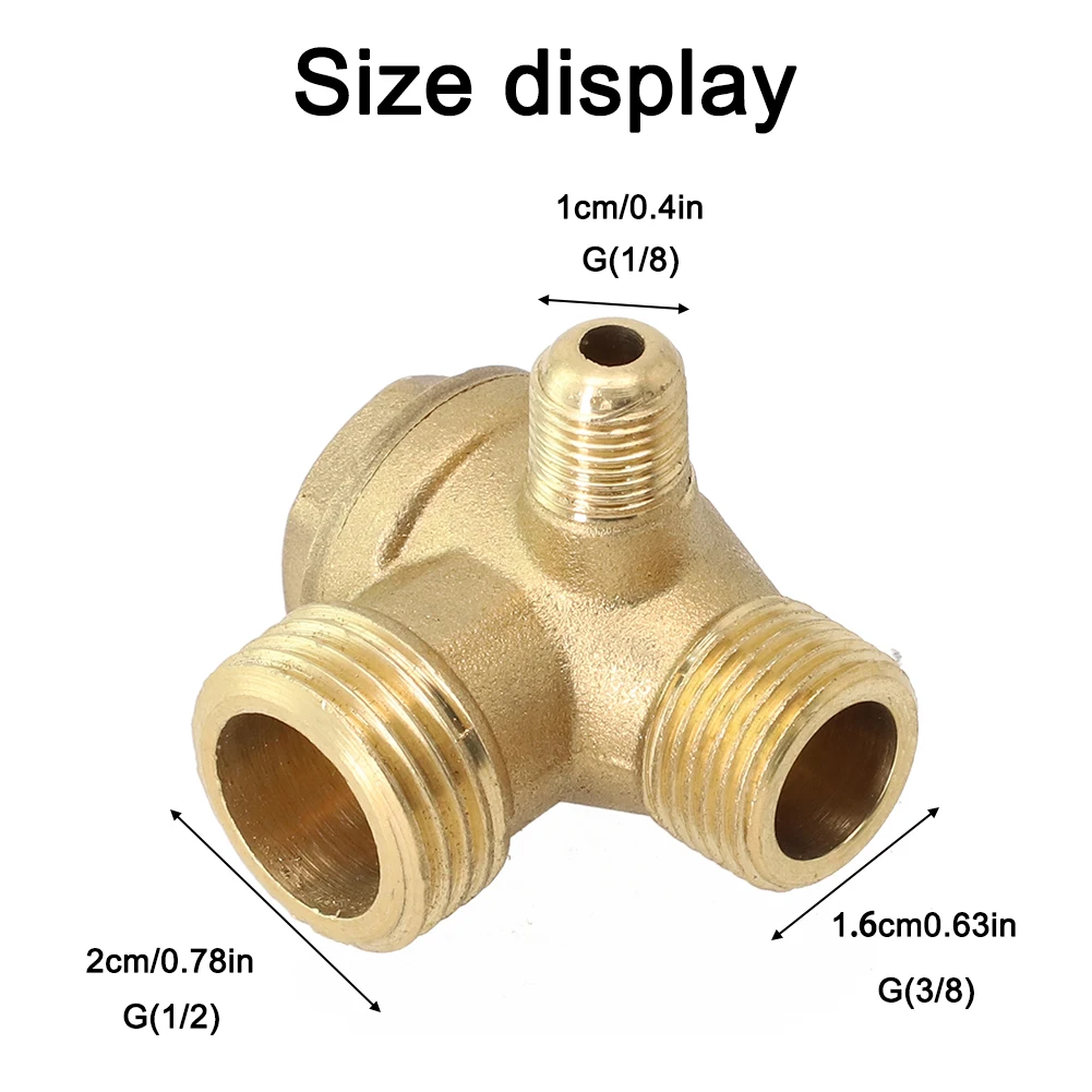 Check Valve For Air Compressor For Direct Air Compressor With Three Male Thread Connectors Power Tools Replacement Spare Parts