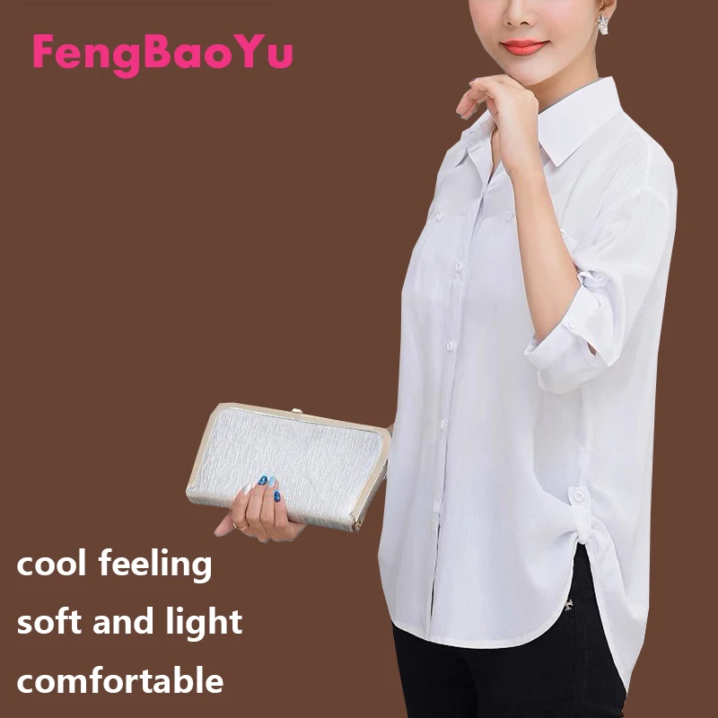 Camicia a maniche lunghe da donna estiva in cotone e seta Temperamento grigio Camicetta semplice ed elegante Pigiama casual per la casa Sudore fresco e assorbente