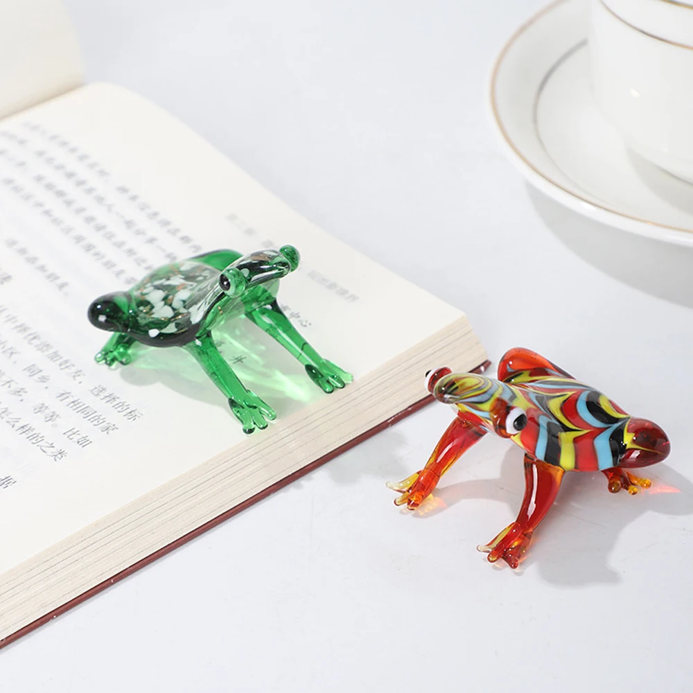

2Pcs Glass Frog Figurines Collectible Handmade Art Glass Animals Statue Colorful Miniature Glass Frog for Home Room Garden Decor