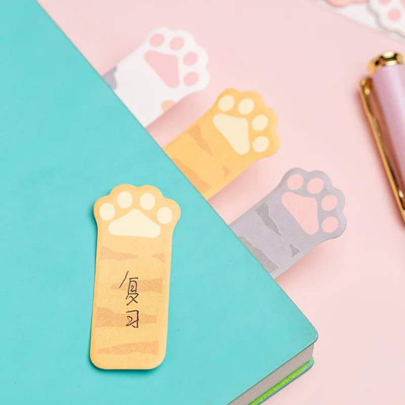 Mengtai Cute Cat Paw Sticky Notes Memo Pad Diary Stationary Flakes Scrapbook Index bookmarks Decorative Kawaii N Times Sticky