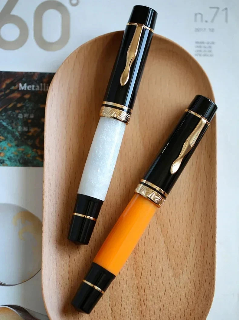 MAJOHN P139 Piston Fountain Pen No.6/8 EF/F/M Nib Retro Hard Rubber Tongue All-copper Piston Structure Writing Gfit Pen