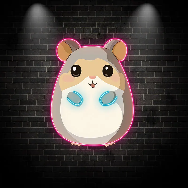 Toysign Custom Neon, Kawaii Hamster Neon LED Poster, Fun Glow-Inspired Wall Art, Perfect for Children’s Playroom or Modern Decor