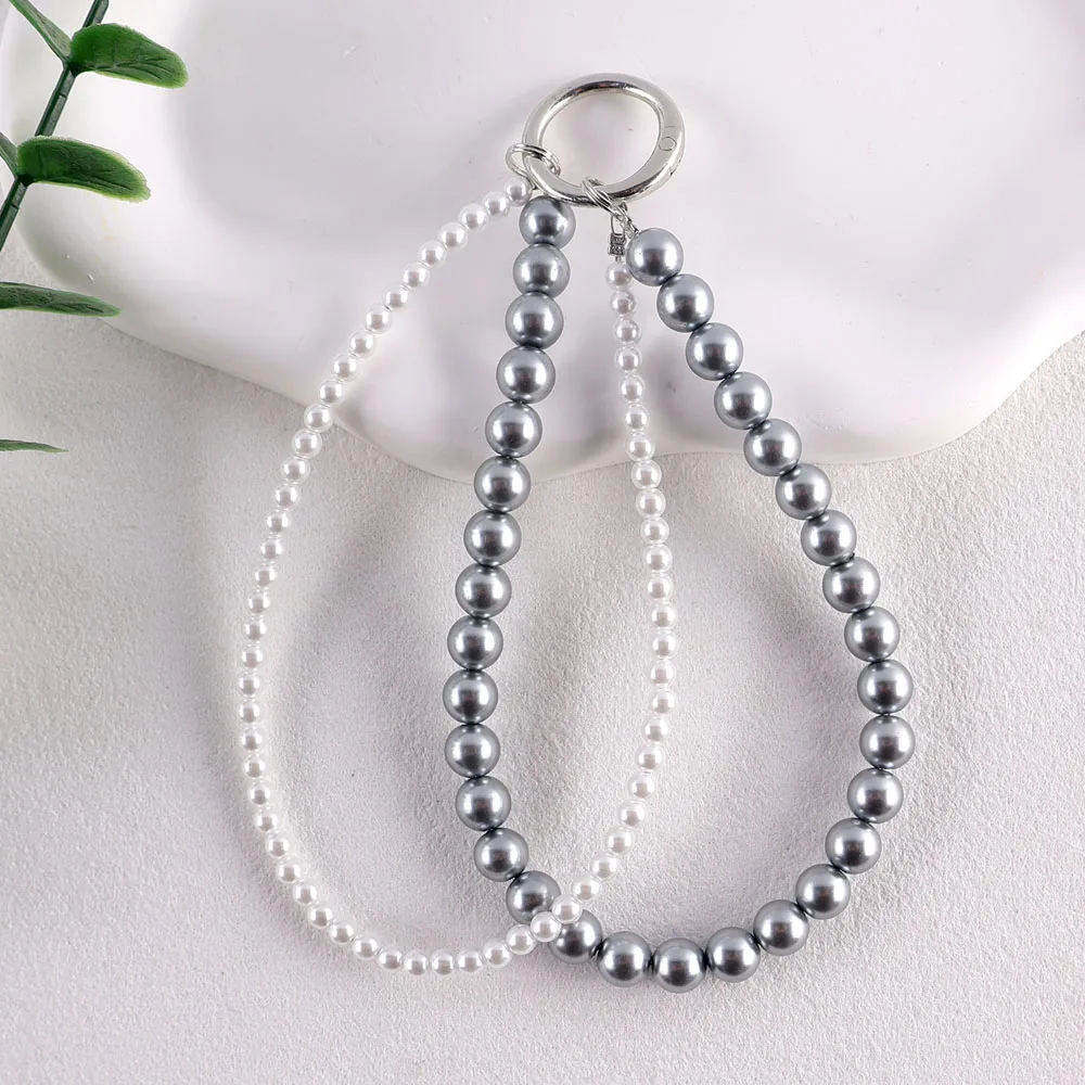 

2025 New handmade glass imitation pearl beaded keychain mobile phone chain suitable for gifts or birthday gifts