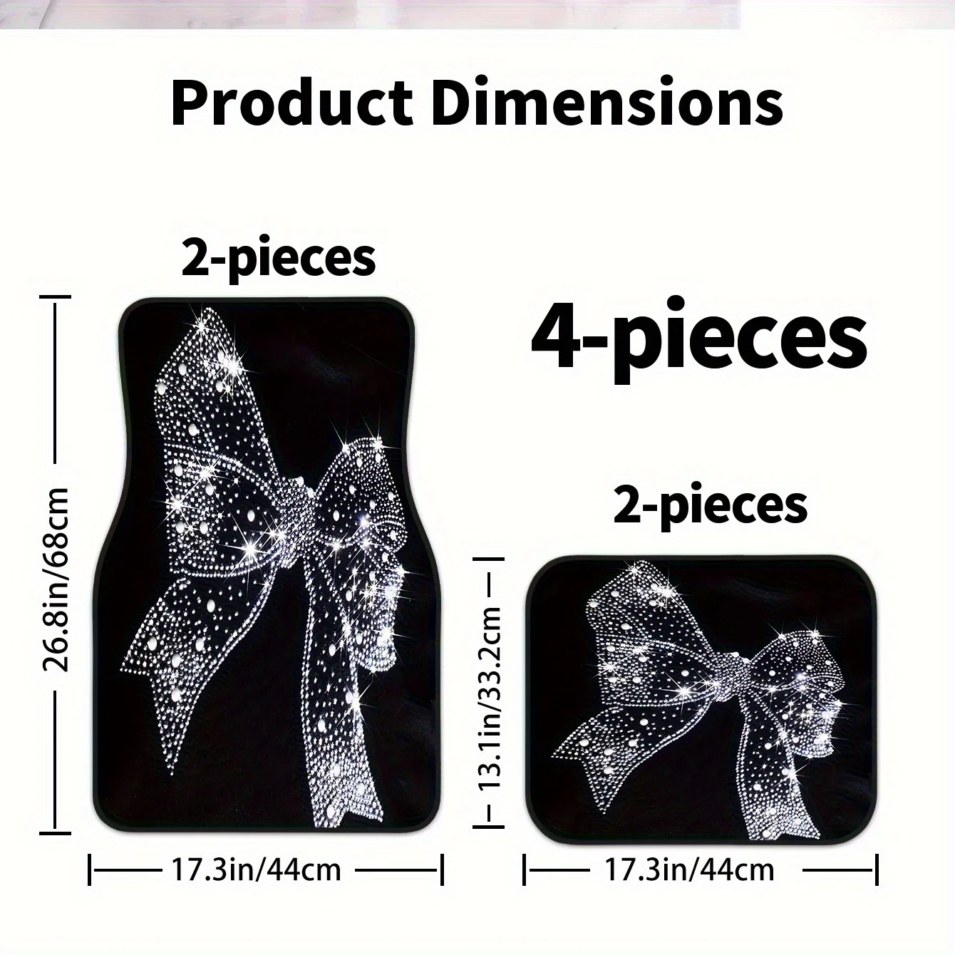 A Set Of Four High-End Car Interior Additions Featuring A Shiny Bow Pattern, Easy To Clean, Suitable For Both Front And Rear Sea