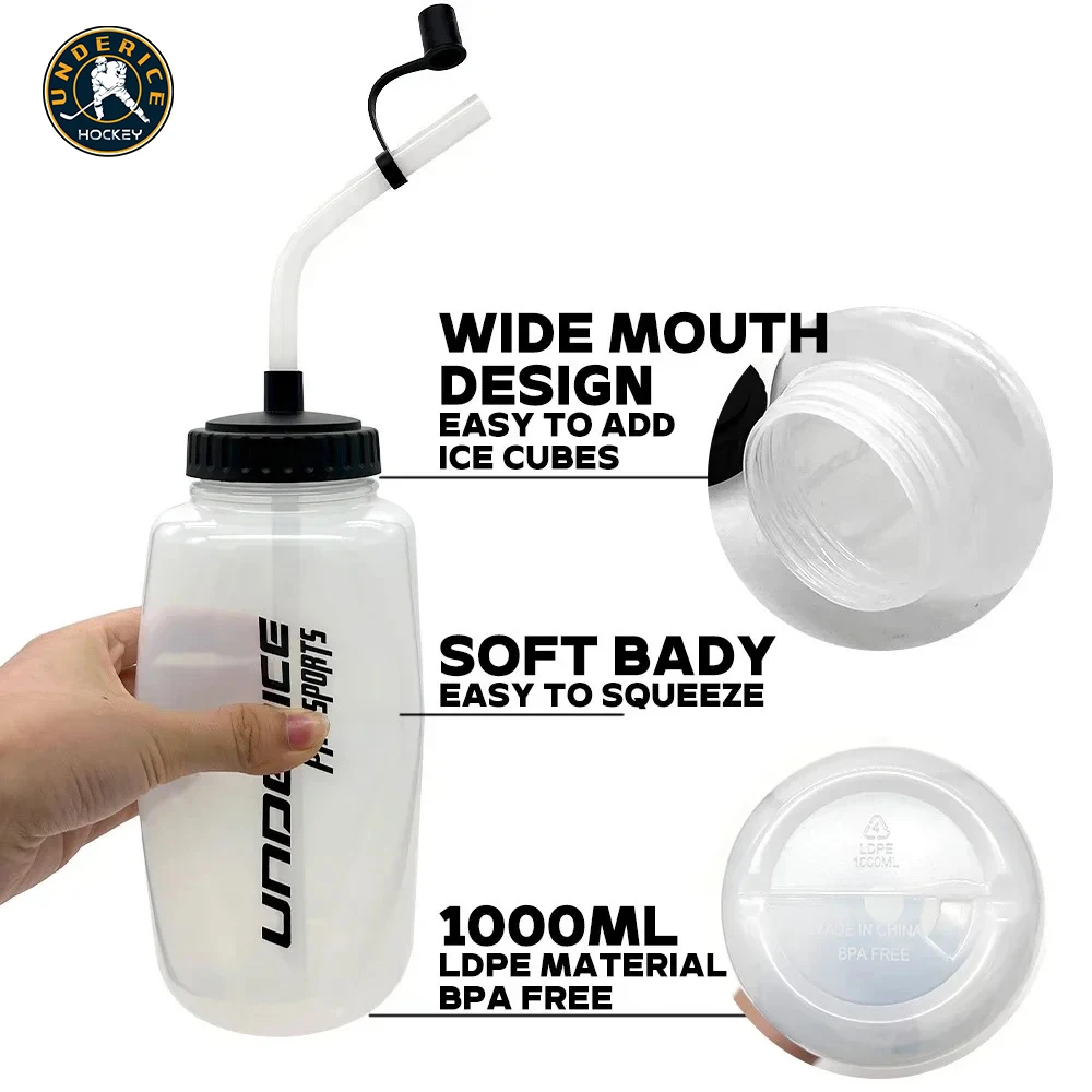 Sports Water Bottle 1000ML Boxing Water Bottle LDPE Ice Hockey Water Bottle BPA Free Hockey Accessories Sports Equipment image 3