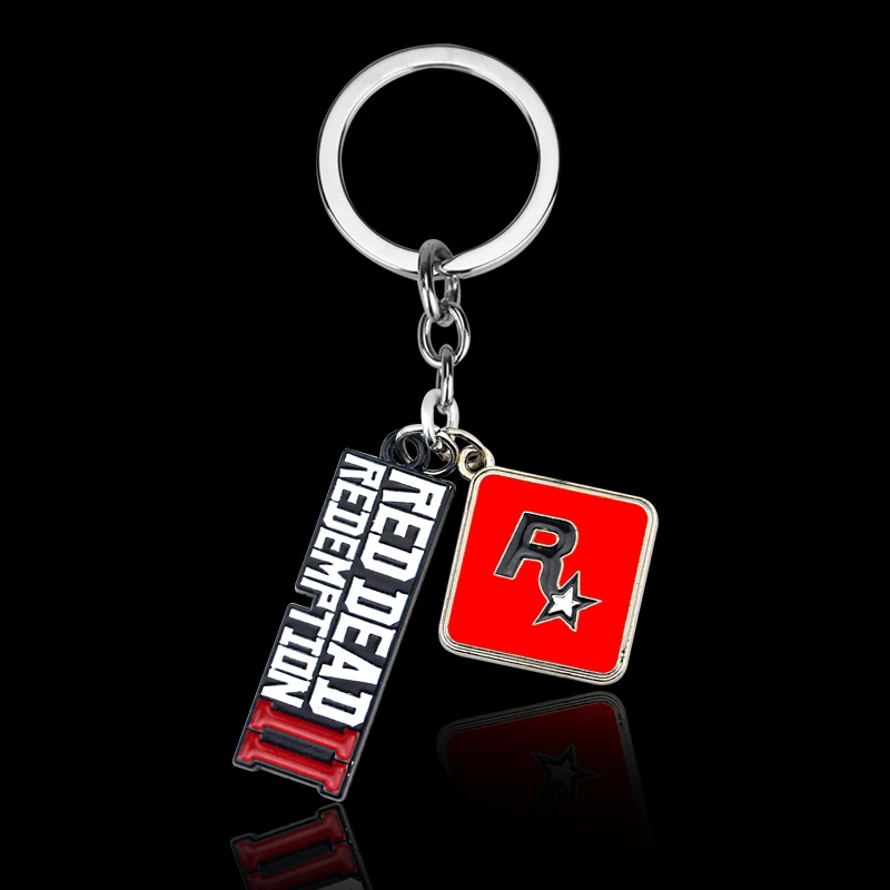 Red Dead Redemption 2 Keychain Men Cosplay Game Gun Key Rings Metal Key Accessories Key Props images - 6