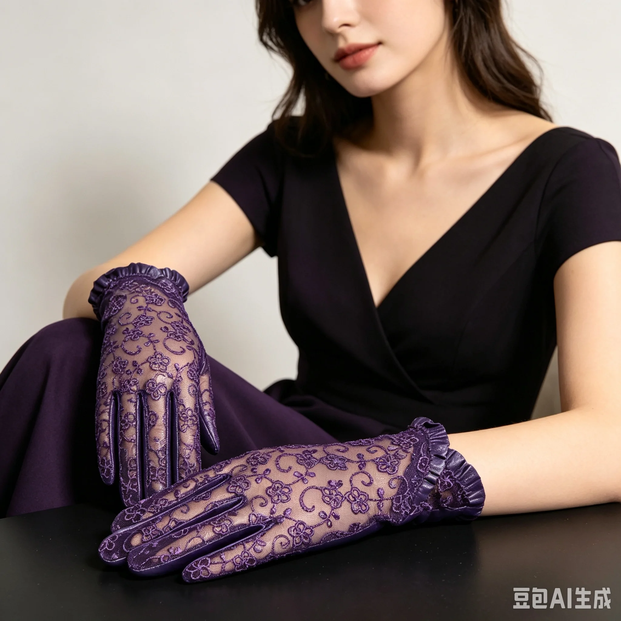 Women's Ladies 100% Real Leather With Lace Unlined Fashion Elegant Sexy Driving Gloves Party Evening  Touch Screen Short Gloves
