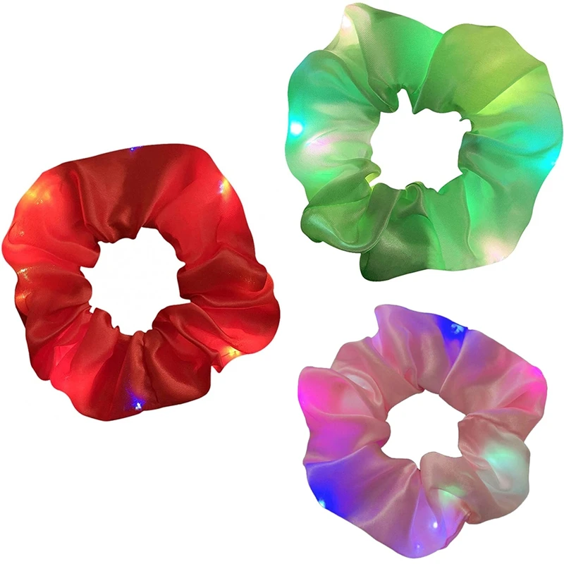 Light-Emitting Hair Scrunchies,Pig Large Intestine Hair Ring,Elastic Hair Bands For Girls,Hair Ties Clips Accessories