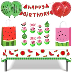 One in a Melon Cupcake Topper Baby Kids 1st Birthday Party Cake Decor Watermelon Themed Party Supplies Baby Shower Girl Birthday