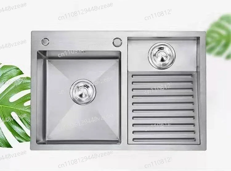 Manual above Counter Or Undermount with Washboard And Dispenser 304 Stainless Steel Kitchen Sink Single Bowl 80x48cm