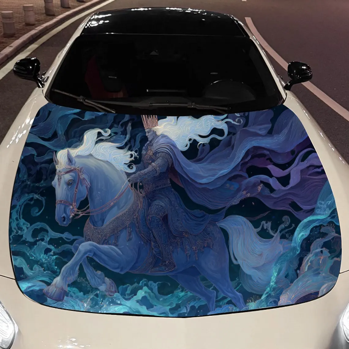 

Виниловые наклейки на капот автомобиля The King on the White Horse, защитная наклейка на поверхность автомобиля, украшение автомобиля, виниловые обертки, водонепроницаемые Sel