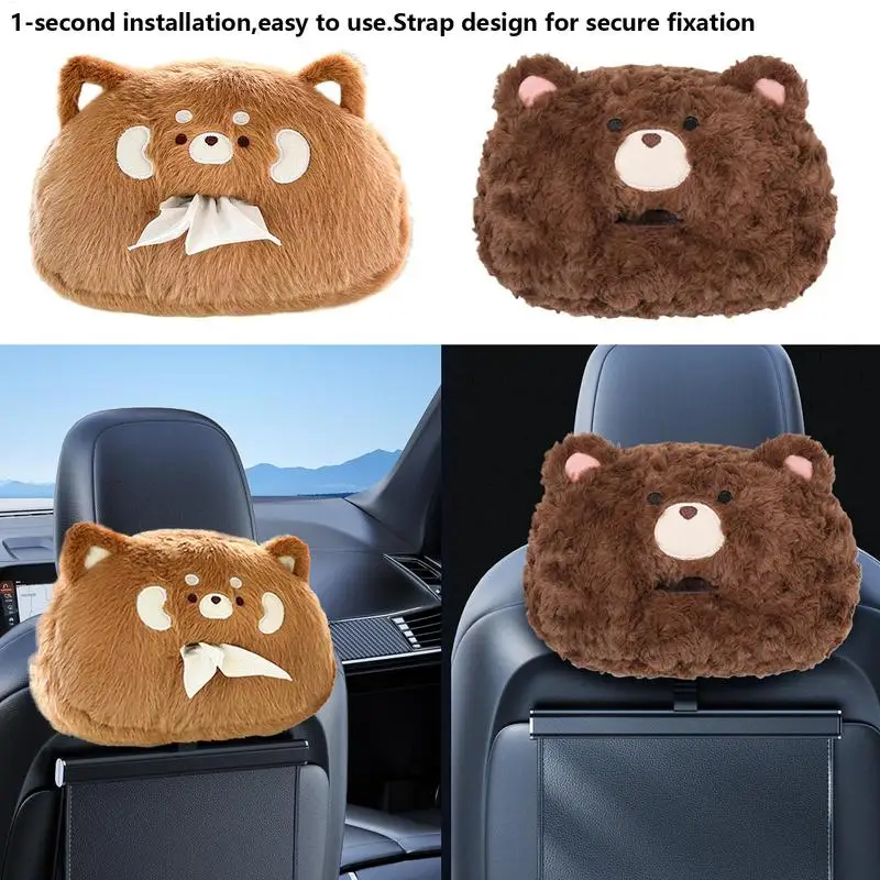 Cute Napkin Holder For Car Soft Plush Animal Tissue Holder Pouch Soft Car Tissue Box Cover Organizer For Car Home Decoration