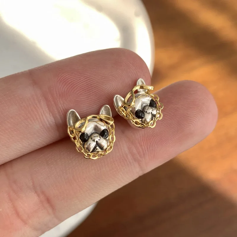 New Exquisite Movable Chain Small Bucket 925 Sterling Silver Jewelry Female Fashion Stud Earrings 3714