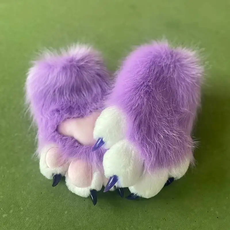 Nieuwe Fursuit Kigurumi Harige Dierenpoten Handschoenen Nagels Kig Cosplay Kostuum Wearable Harige Dieren Kleurrijke Klauwen Cos Rekwisieten Halloween