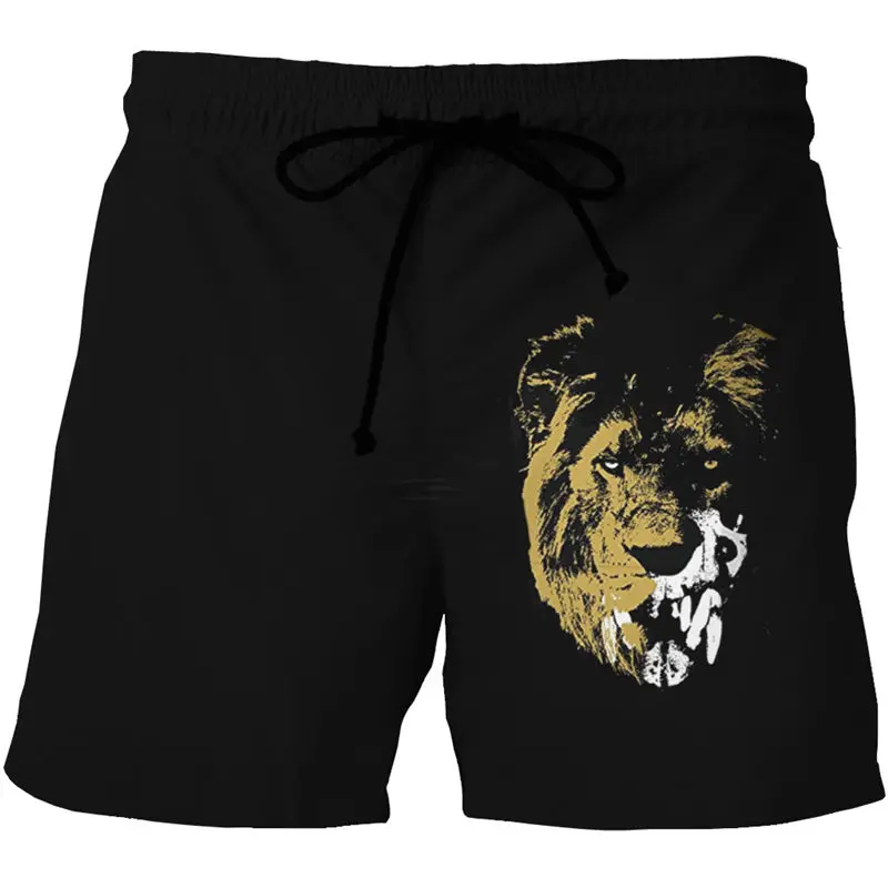 Men\'s Swimwear Fire Tiger/Lion 3d Surfing Board Short Kids Beach Shorts Men Trunks Masculina Swimsuit Sports Pants Briefs Boy