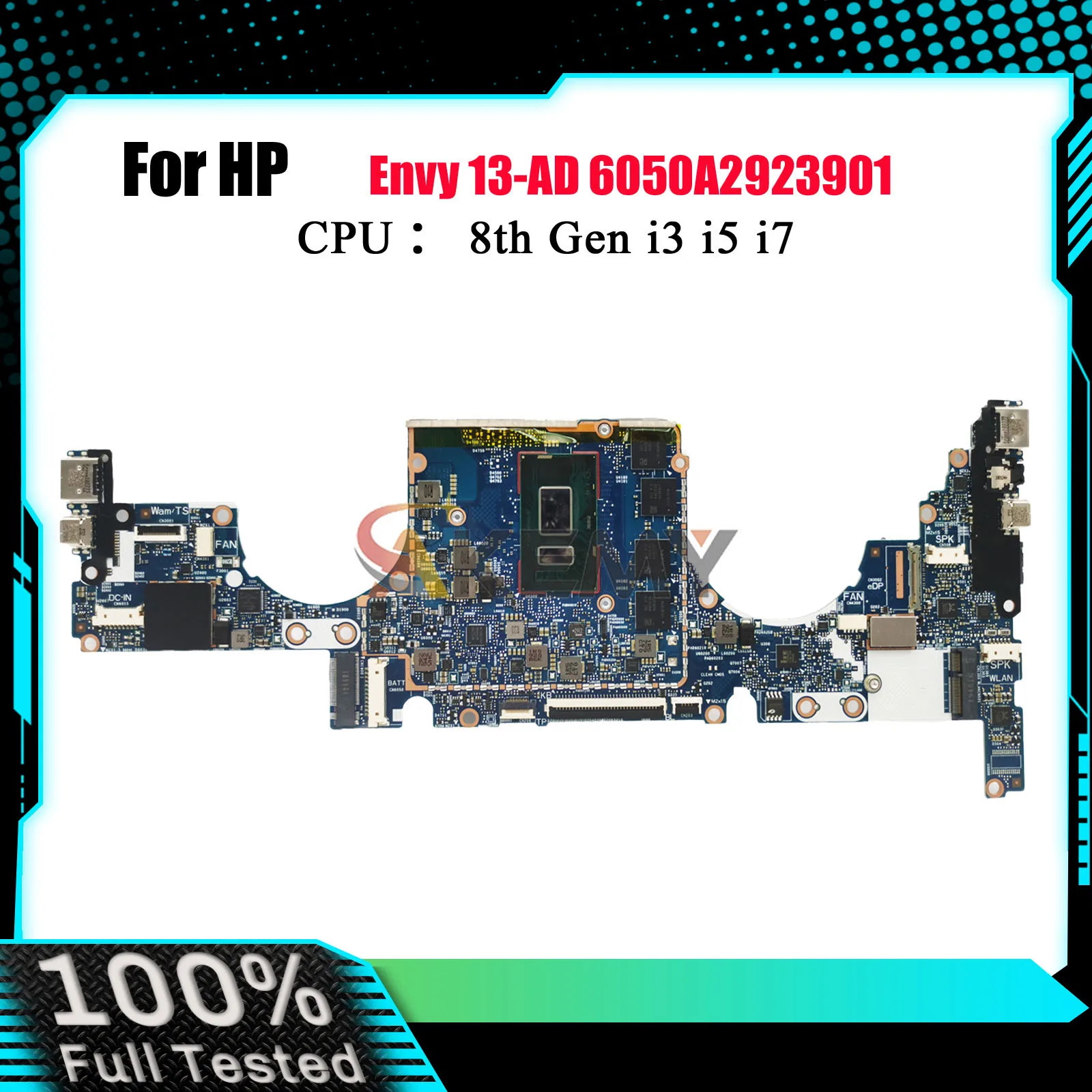 

6050A2923901 для ноутбука HP Envy 13-AD, материнская плата с процессором i5-8250U i7-8550U, 8 ГБ ОЗУ 939646-601 939648-601, 100% полностью протестировано