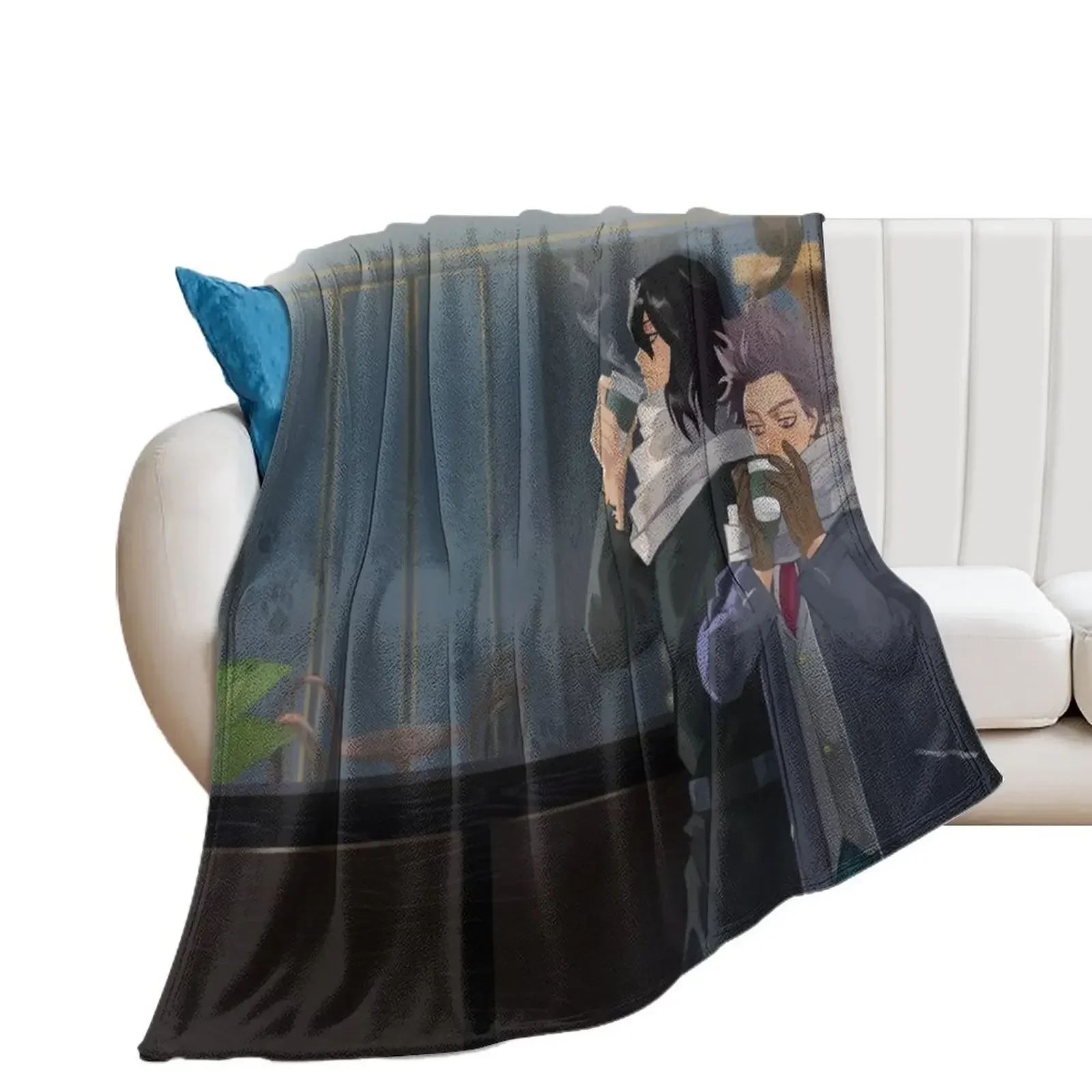 Aizawa and Shinsou Cat Cafe Throw Blanket For Decorative Sofa Giant Sofa Decorative Beds Camping Blankets